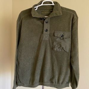 Field & Stream Olive Green 1/3 Button Fishing Utility Sweater Size Large